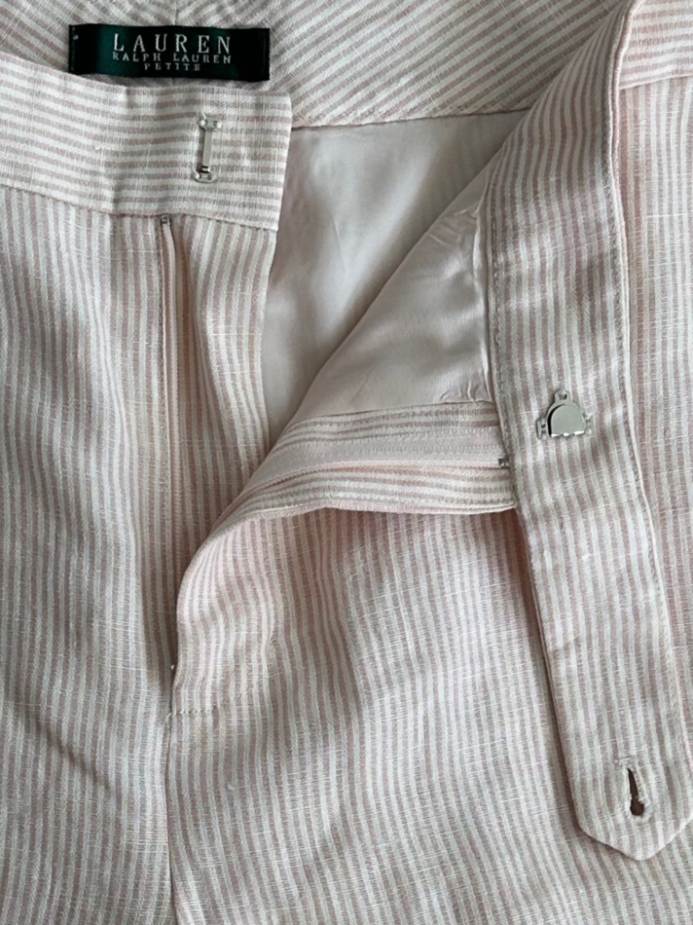 Lauren Ralph Lauren Striped Straight Leg Linen Trousers 14P Lightweight Preppy - Picture 3 of 14